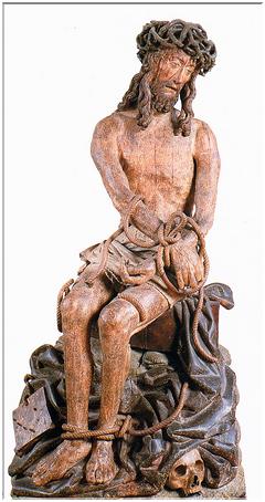 Christ de pitié, (seconde moitié du XVè) en chêne peint.