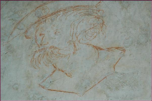 Portrait d'allure trés renaissance, dans un médaillon, avec barbe et chapeau (Salle Moulins)