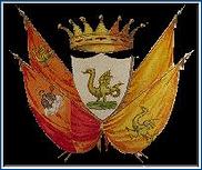 Blason de la Contrada du dragon. La ville est divisée en 17 quartiers et chacun possède son église, son Saint protecteur, ses couleurs, son animal fétiche et ses costumes